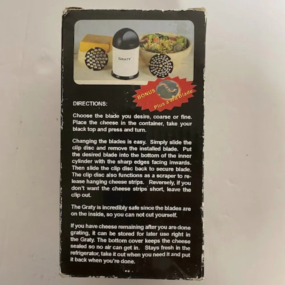 Graty Gourmet Cheese Grater 'As Seen On TV' Rotary Shredder with Blades